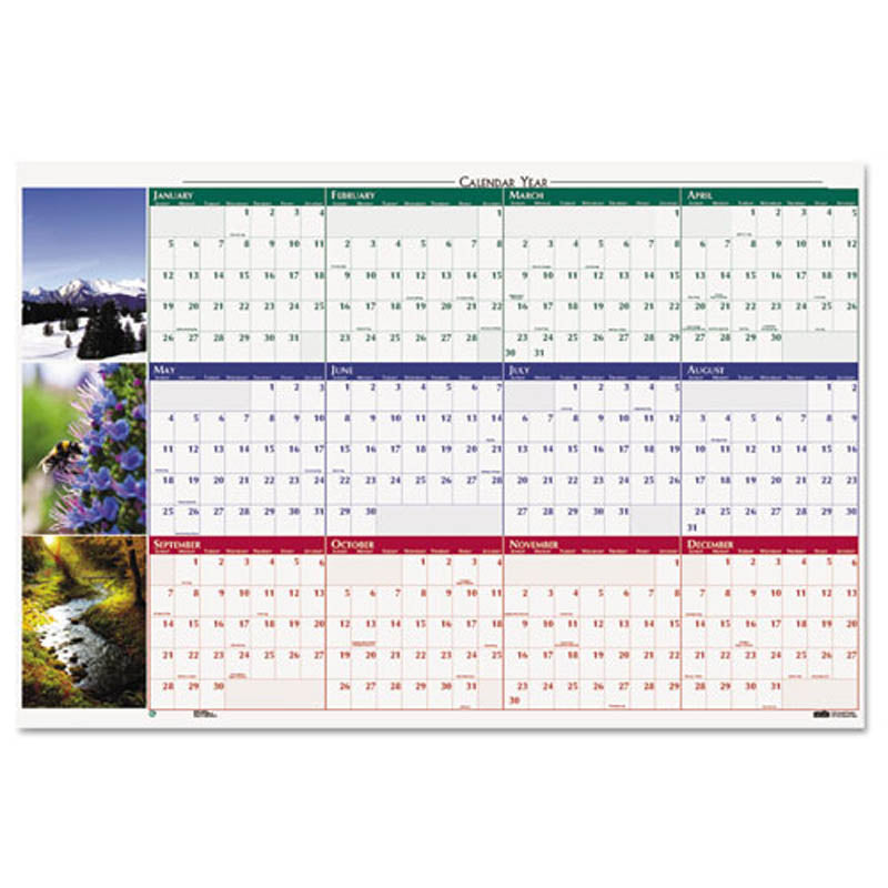Nature Scene Reversible/Erasable Year Wall Calendar Ultimate Office
