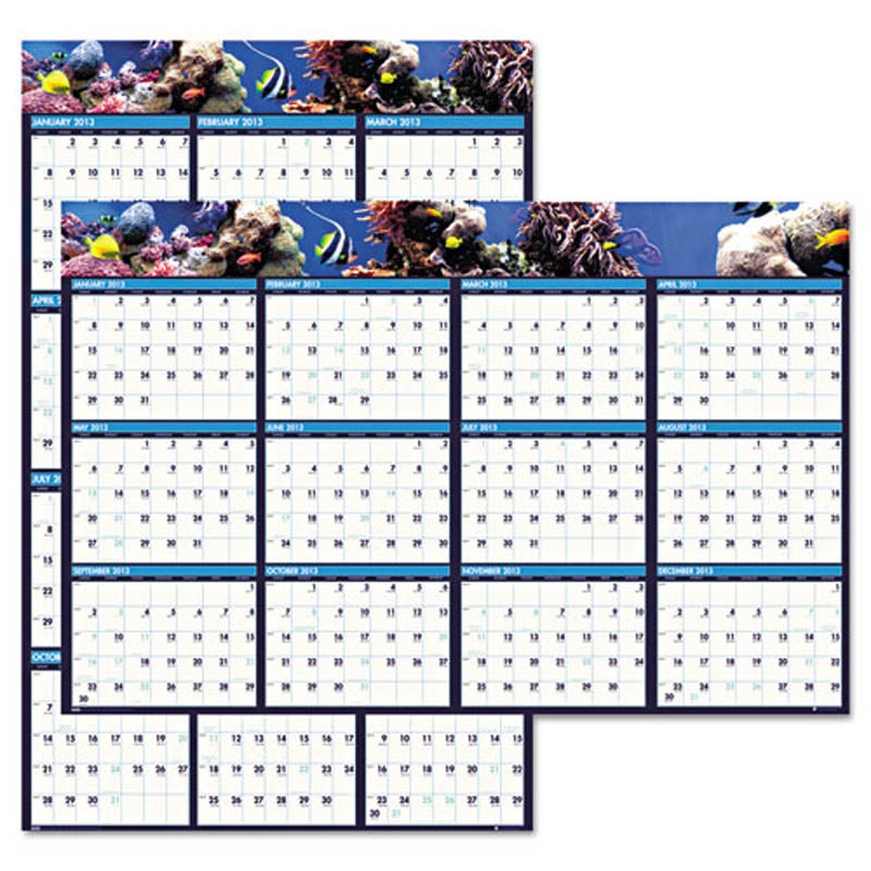Sea Life Scenes Reversible/Erasable Wall Calendar Ultimate Office