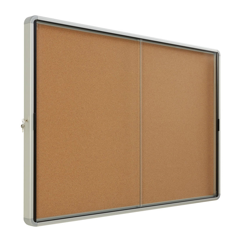 Enclosed Indoor Cork Bulletin Board W Sliding Glass Doors Ultimate Office