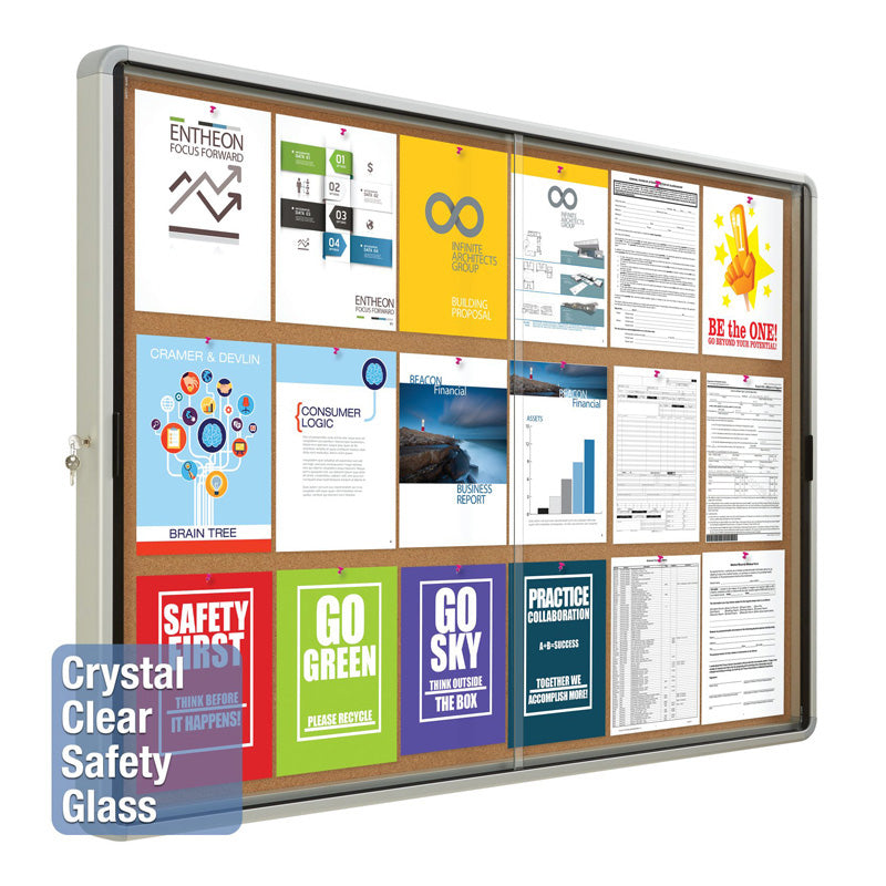 Enclosed Indoor Cork Bulletin Board W Sliding Glass Doors