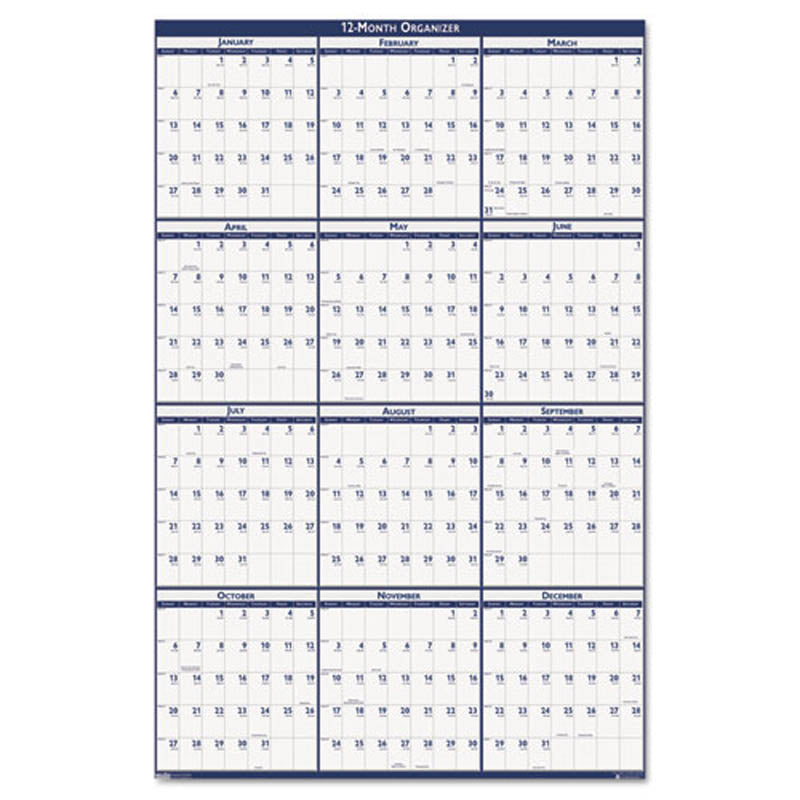 Laminated WriteOn/WipeOff Jumbo Yearly Wall Calendar Ultimate Office