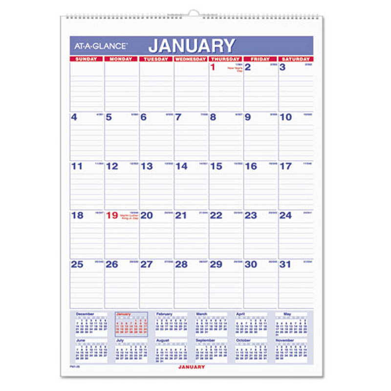 Monthly Wall Calendar with Ruled Daily Blocks Ultimate Office