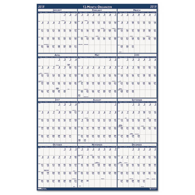 Poster Style Reversible/Erasable Year Calendar Ultimate Office