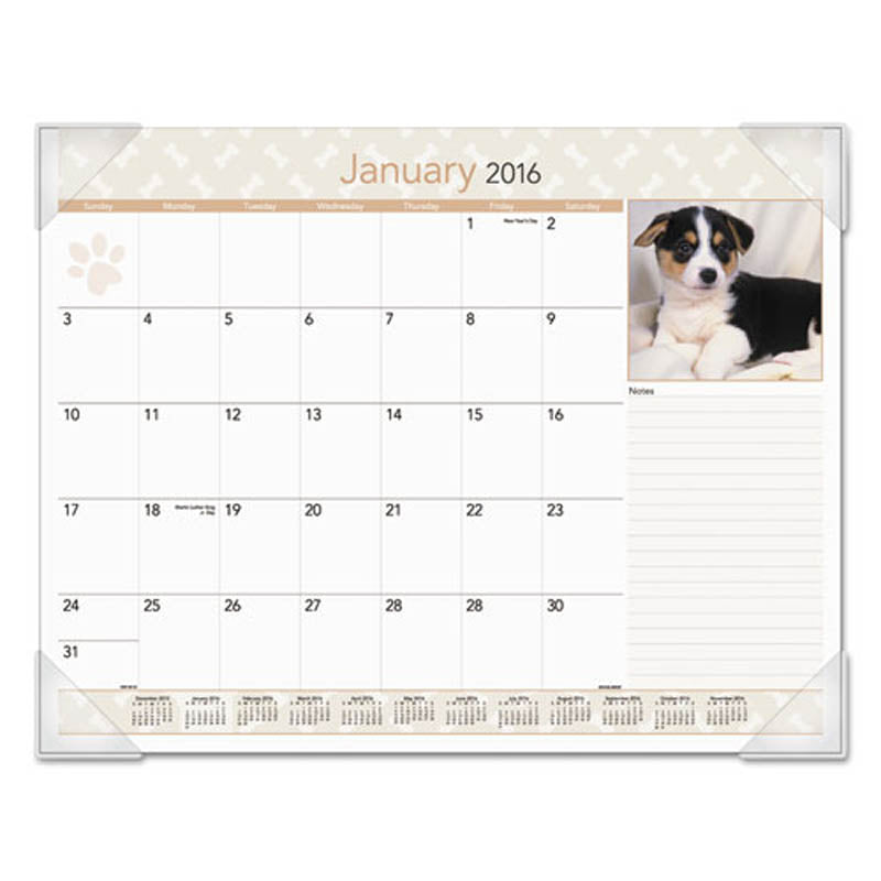 Puppies Monthly Desk Pad Calendar Ultimate Office