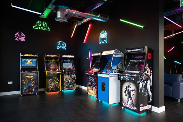 Arcade games up against wall