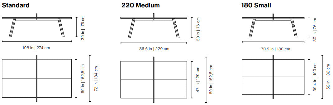 RS Barcelona You and Me Ping Pong Table Size Dimensions