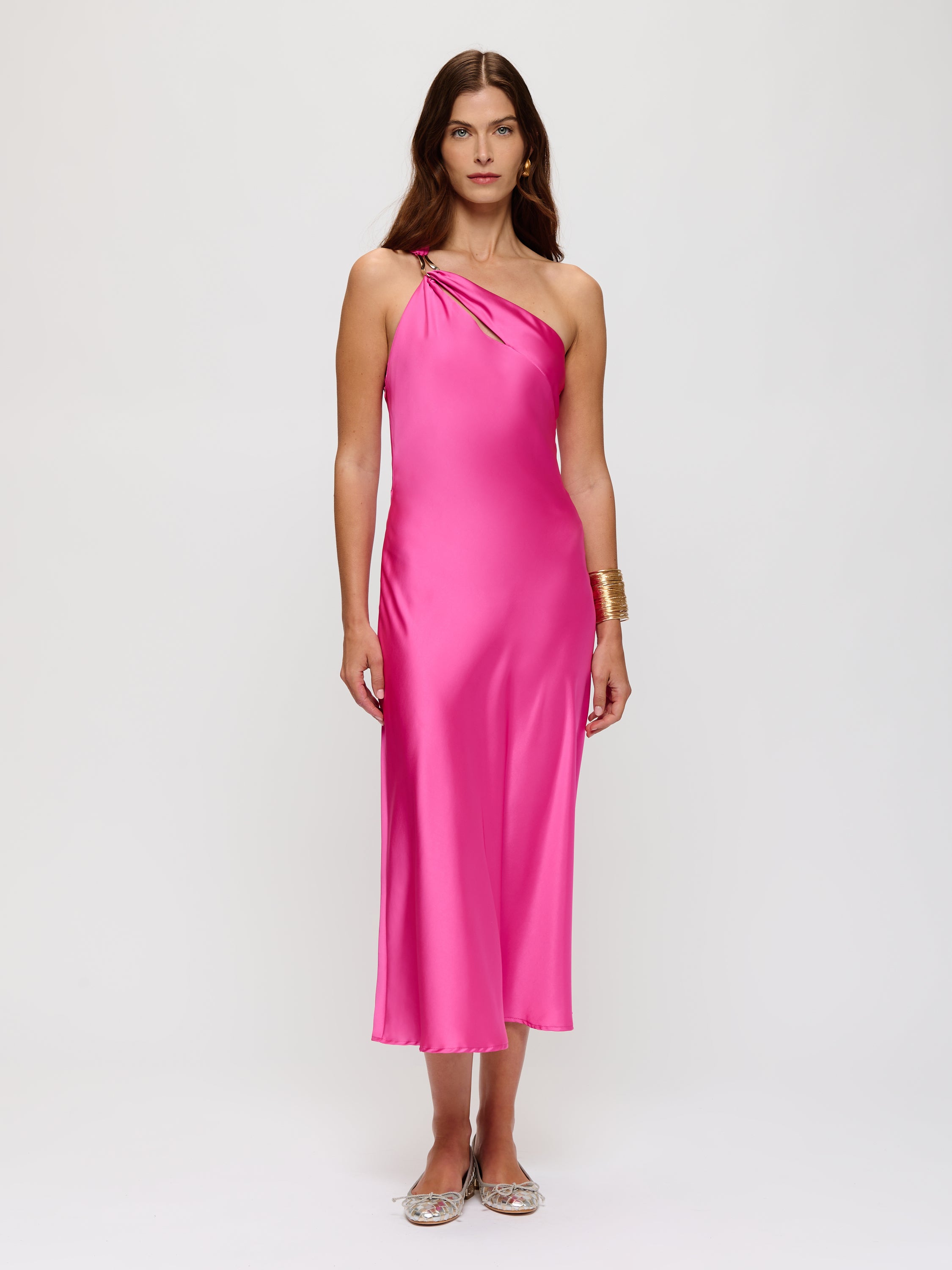 One Shoulder Satin Dress