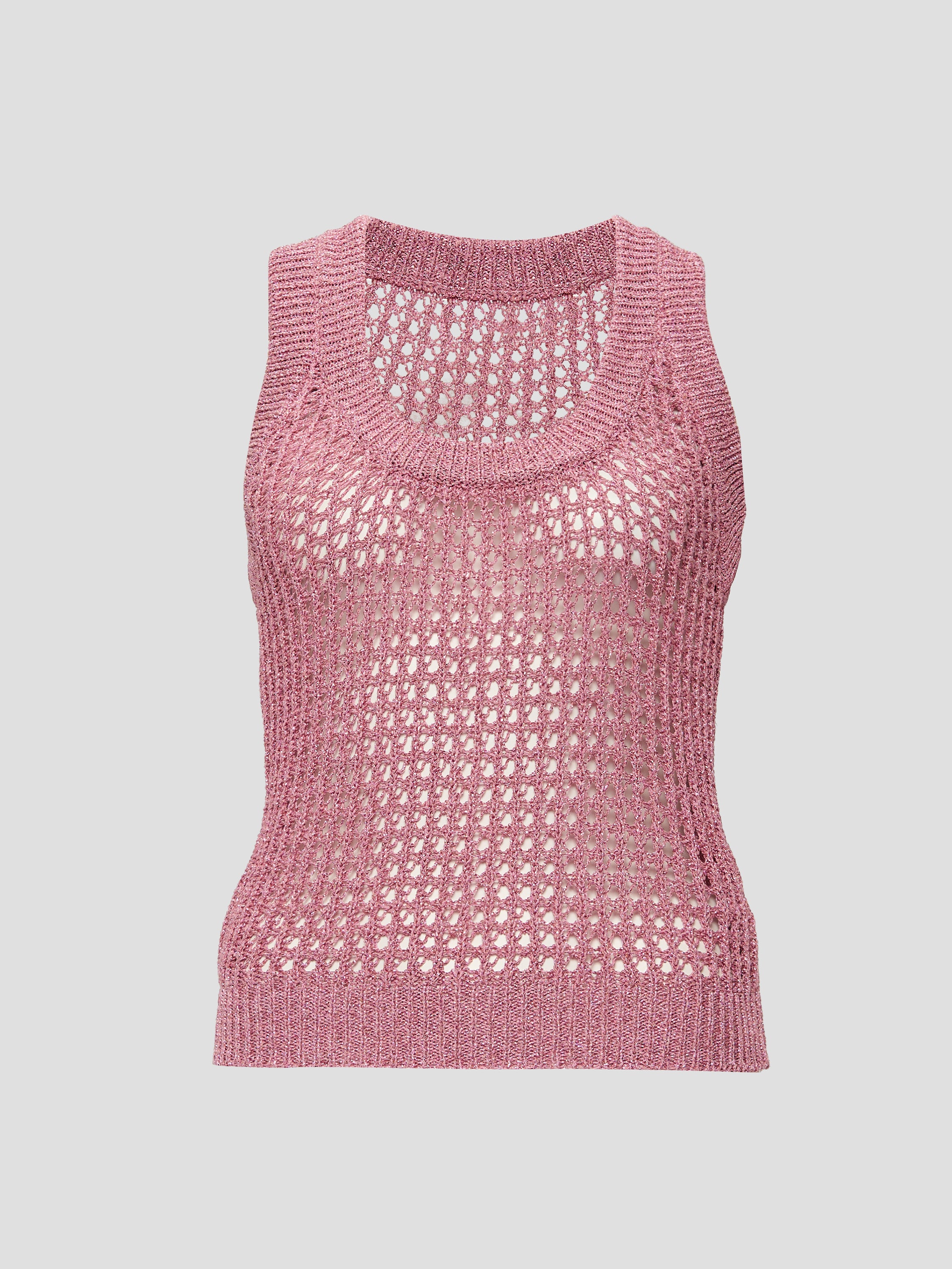 Crochet Sleeveless Metallic Sweater