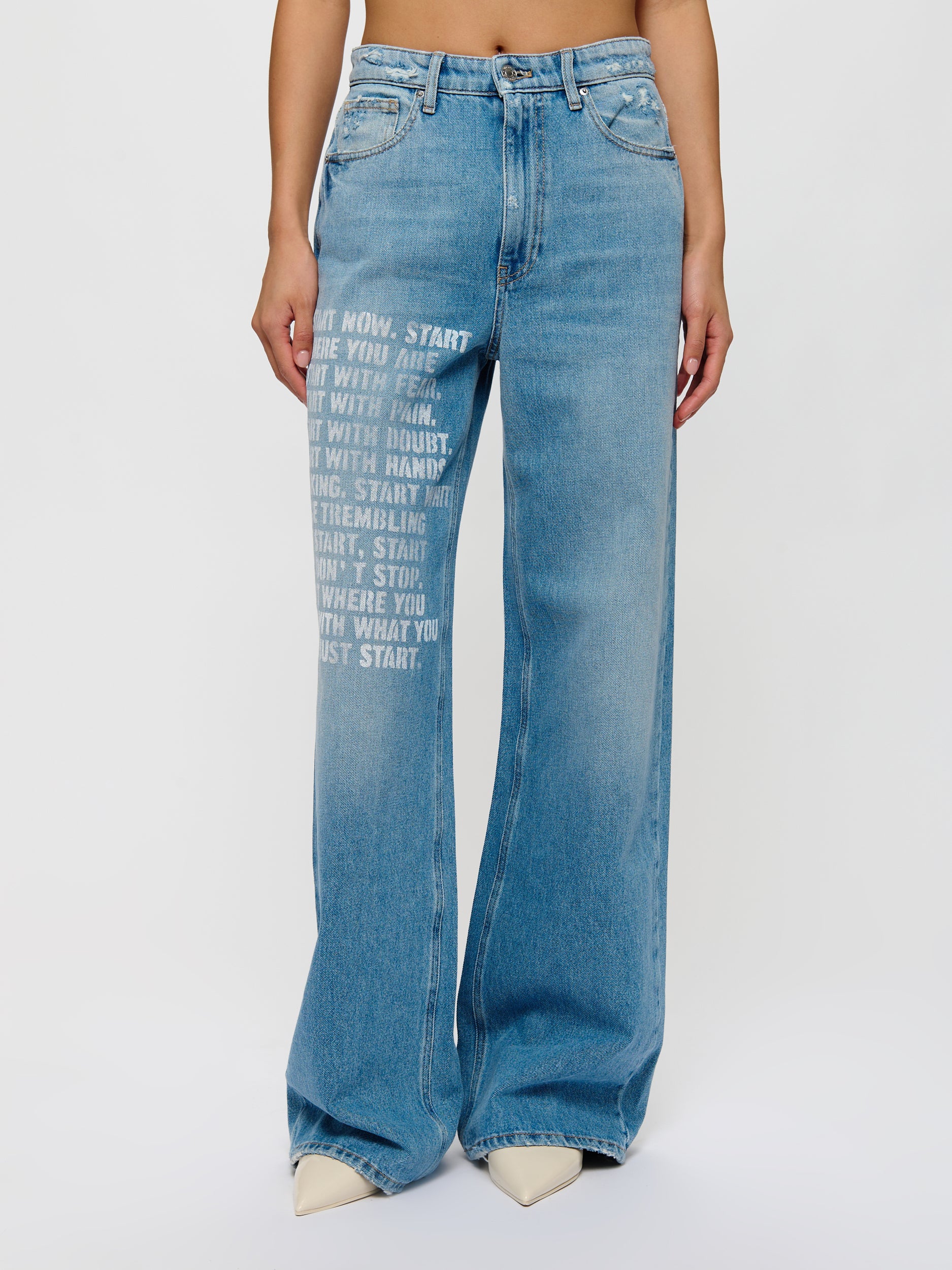 Graphic Wide Leg Denim