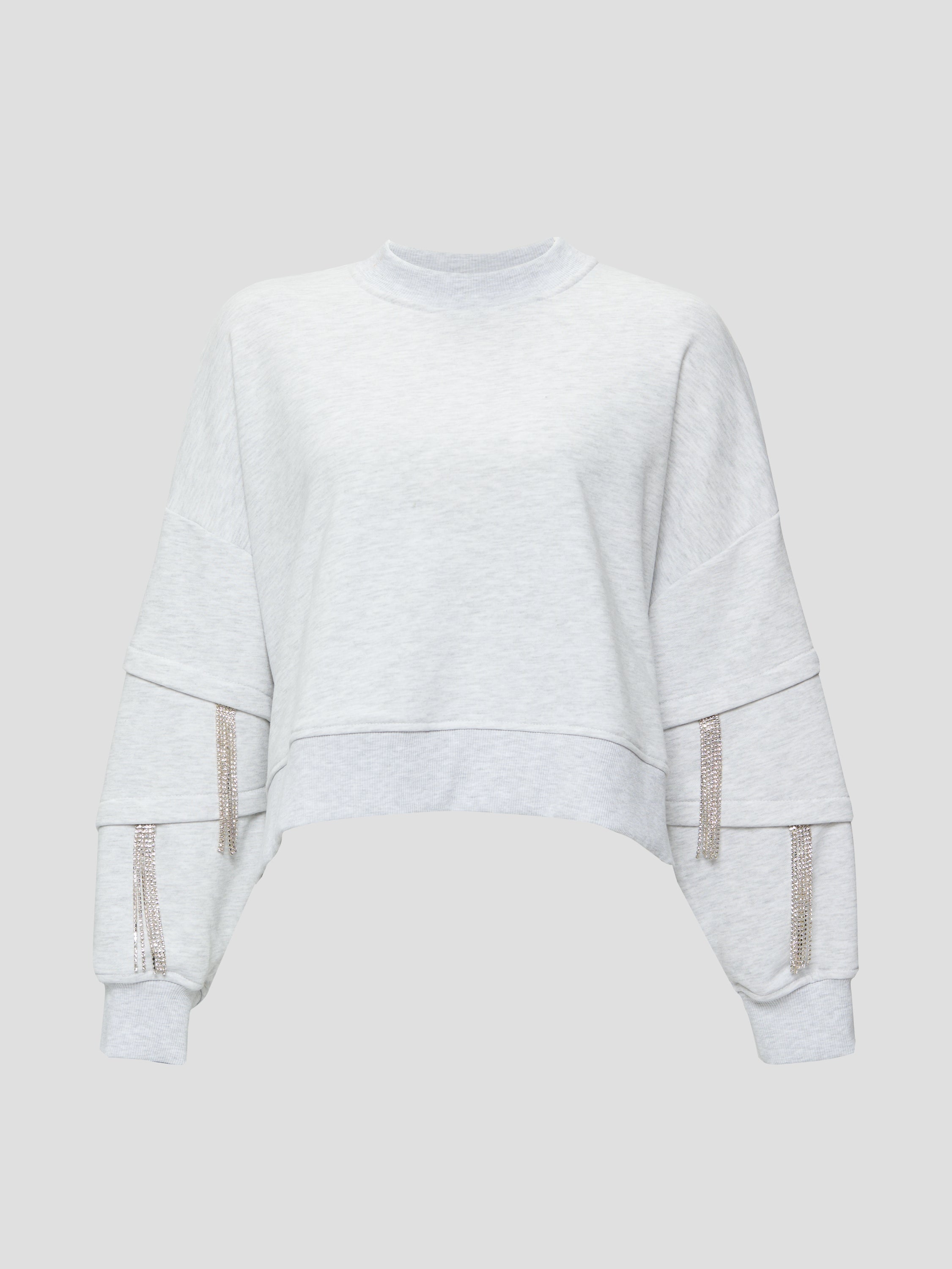 Crew Neck Sweatshirt With Diamante Fringe