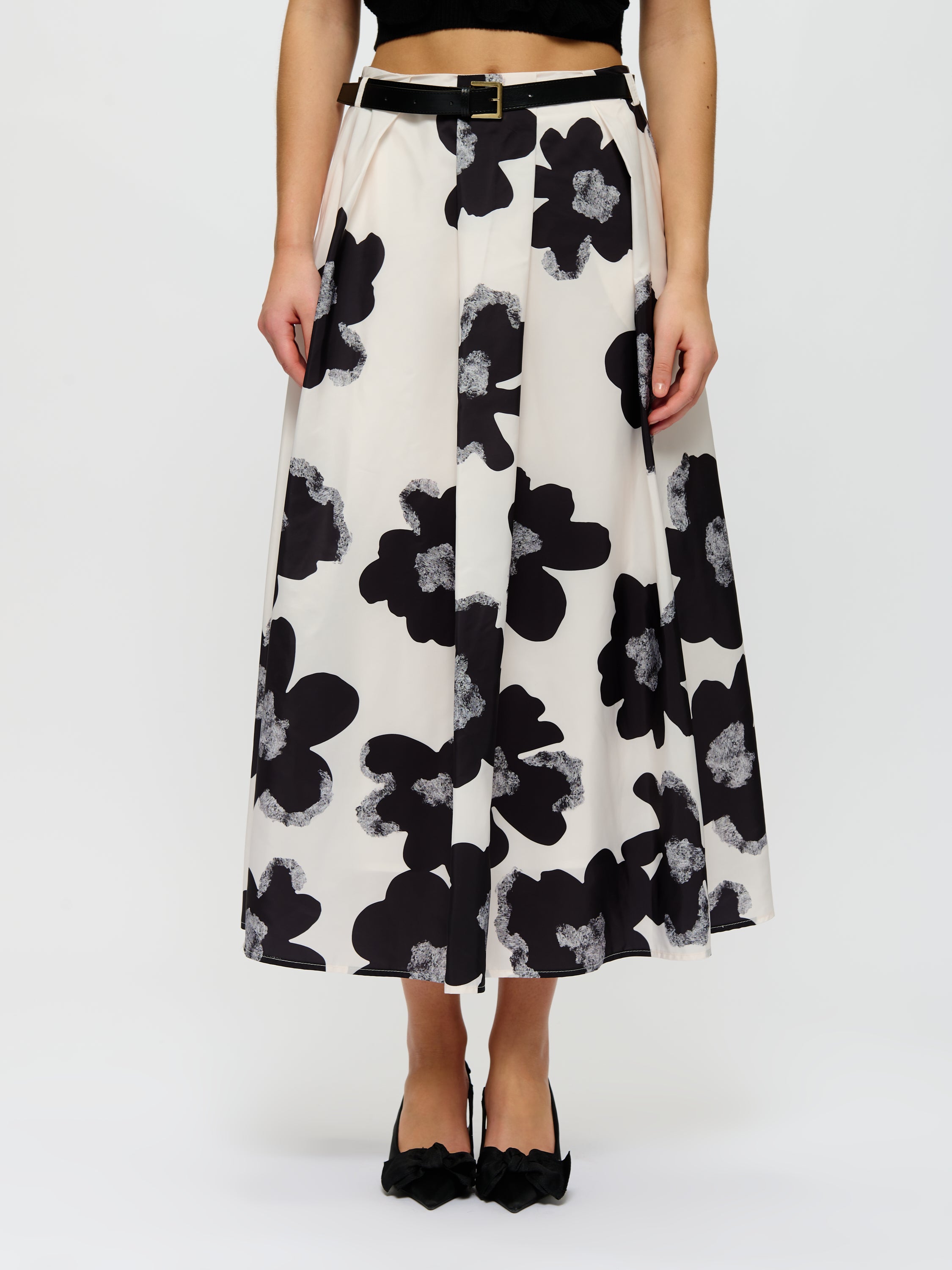 A-Line Floral Midi Skirt