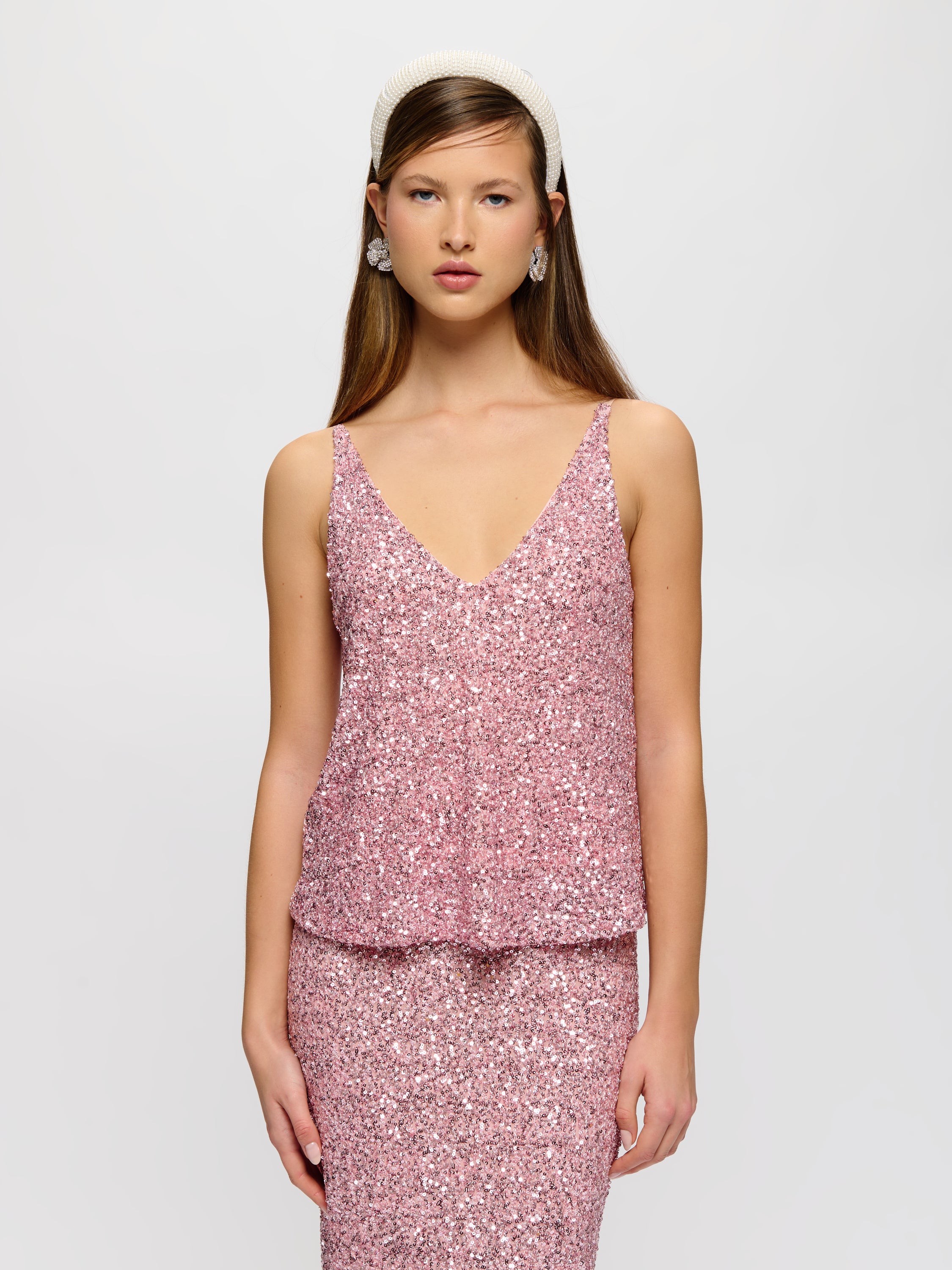 Sequin V-Neck Tank