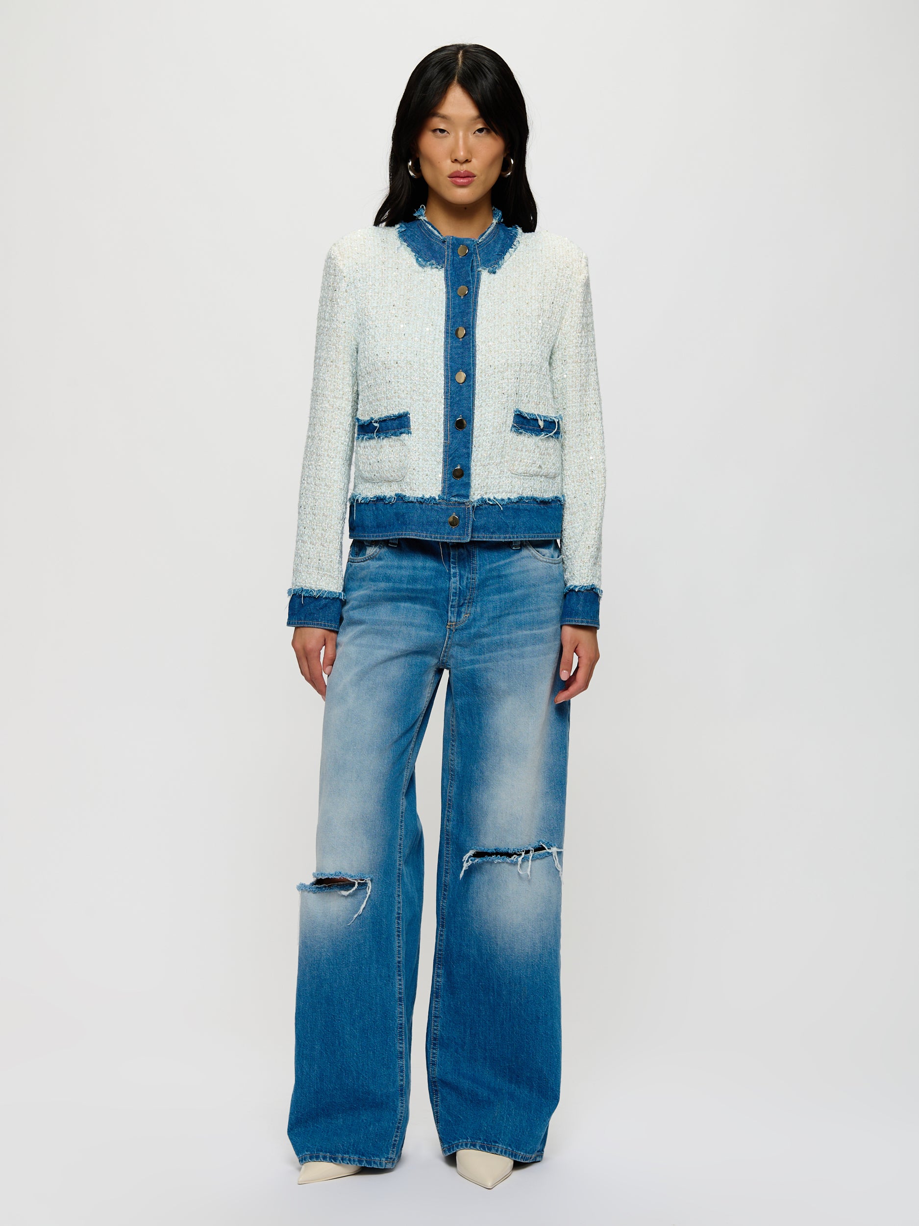 Flared Cut-Out Denim