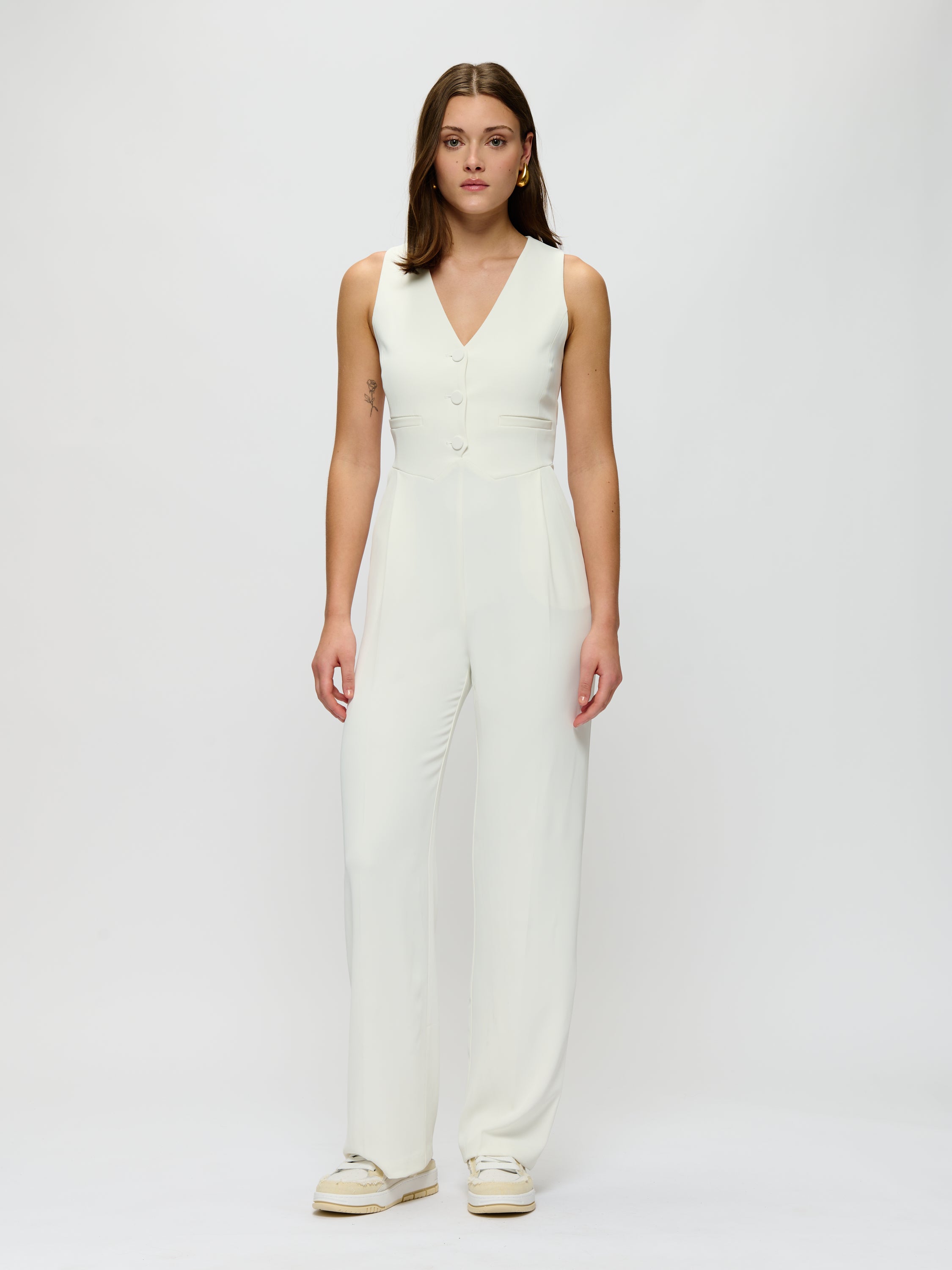 Sleeveless Tuxedo Jumpsuit