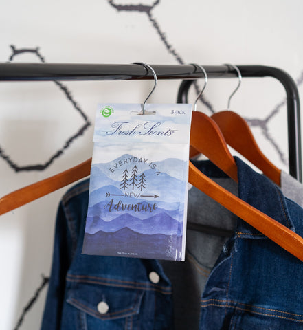 Adventure Mountain scented sachet in closet