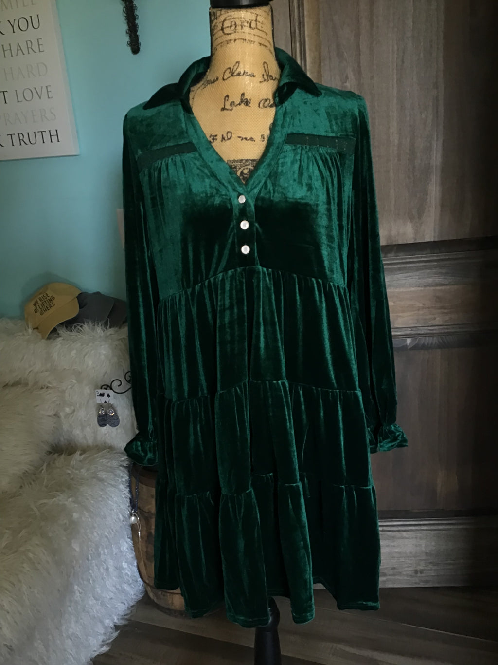 Umgee Evergreen Velvet Dress