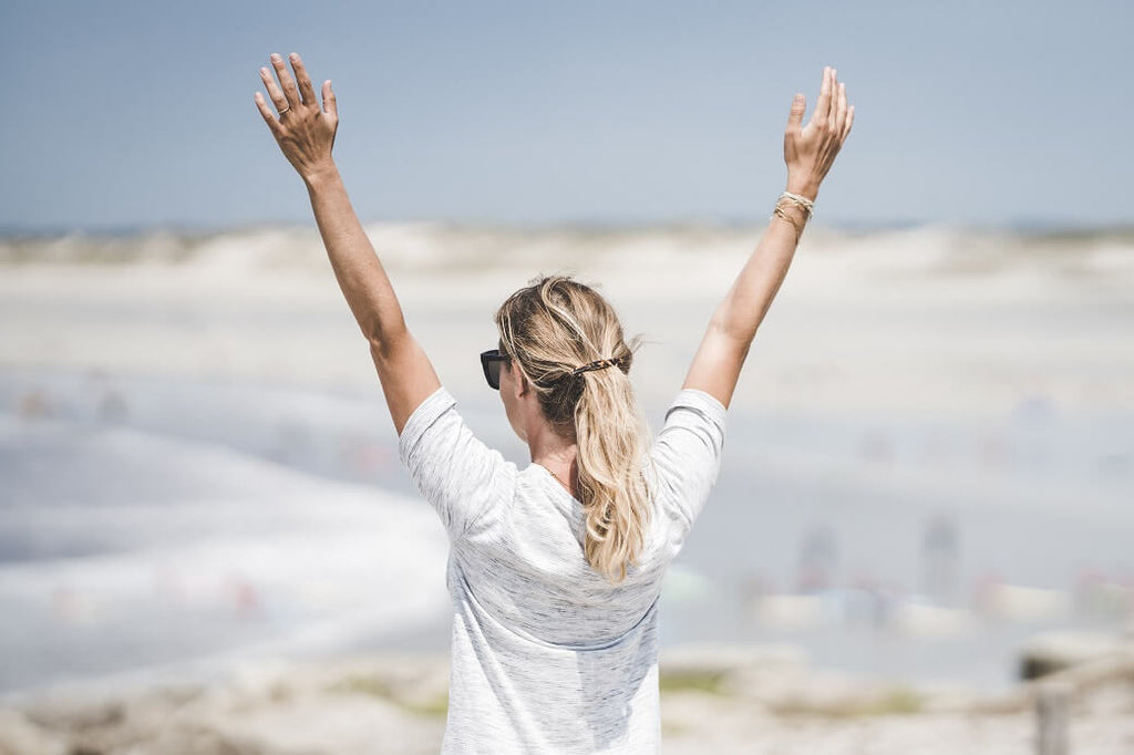 Woman out in the desert enjoying the sunshine