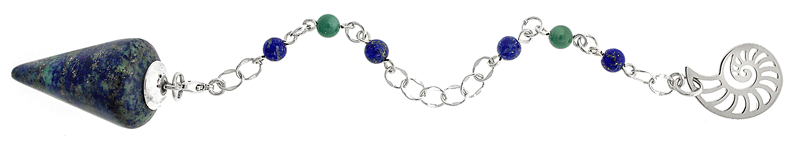 Journey of the Nautilus - Lapis Chrysocolla, Lapis Lazuli, Turquoise and Sterling Silver Pendulum