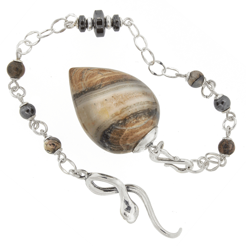 One Of A Kind 281 Snakeskin Jasper Silver Leaf Jasper Hematite And Sterling Silver Pendulum Ask Your Pendulum