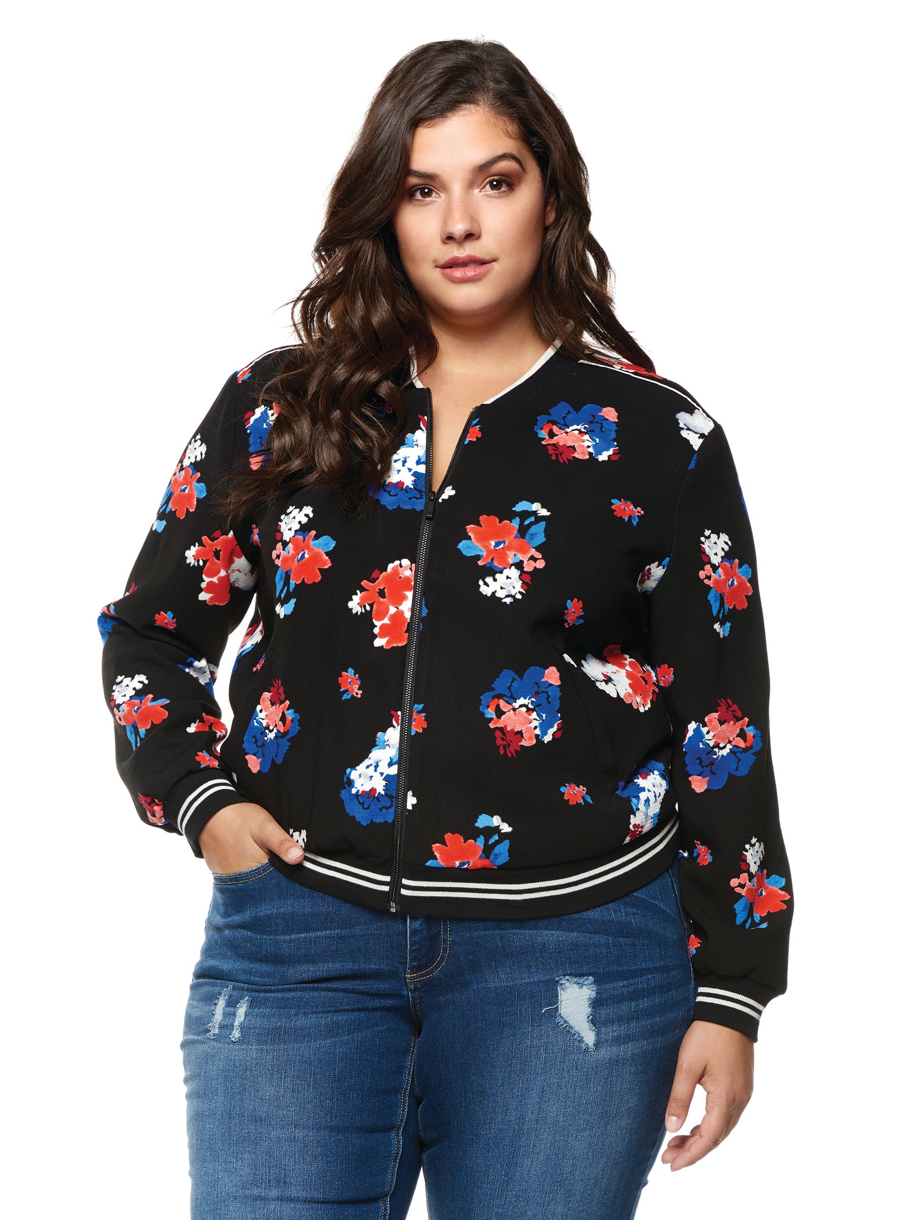 Plus Size Floral Printed Jacket at MARIA VINCENT Boutique – Boutique