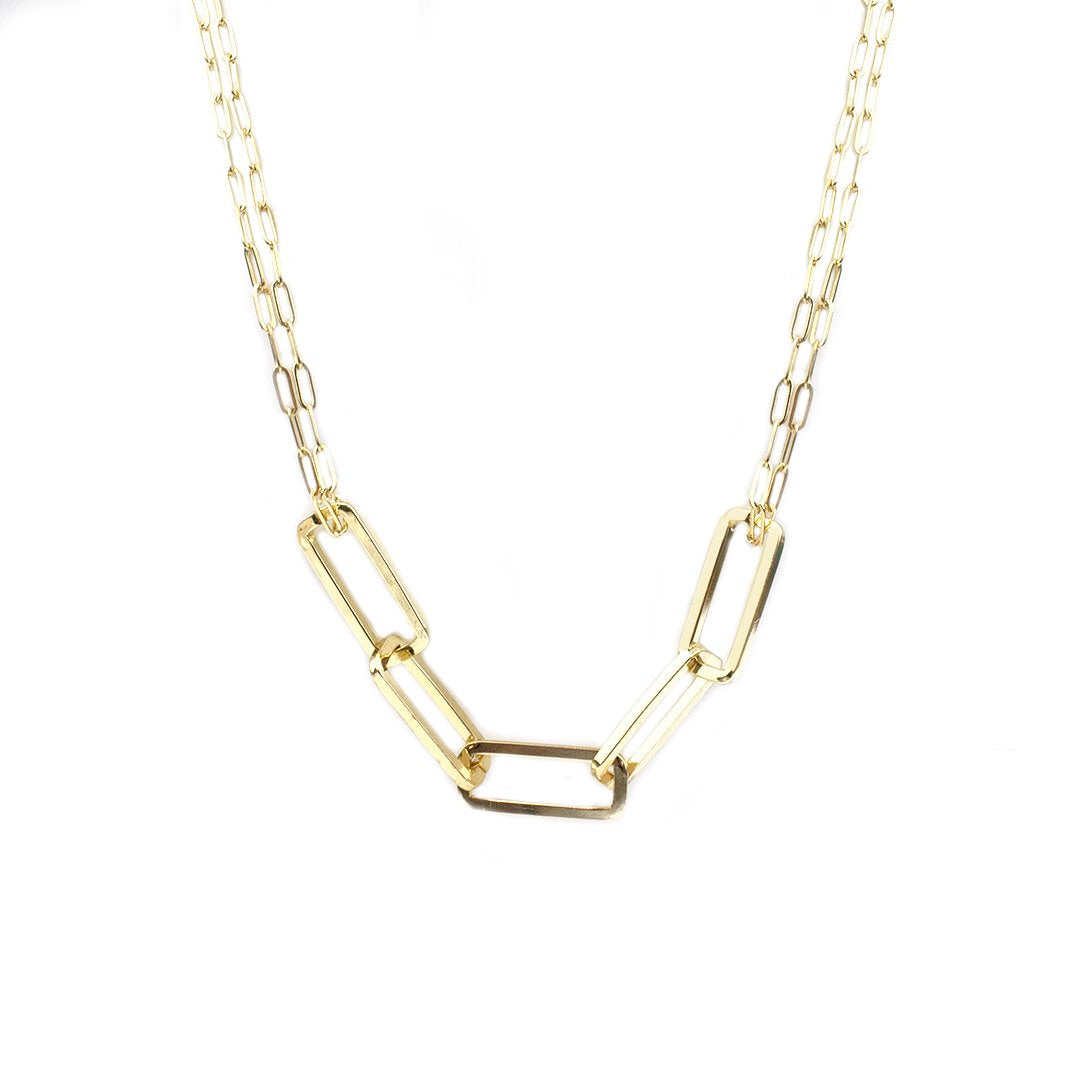 Marlyn Schiff Gold Double Chain 5-Link Necklace at Maria Vincent Boutique
