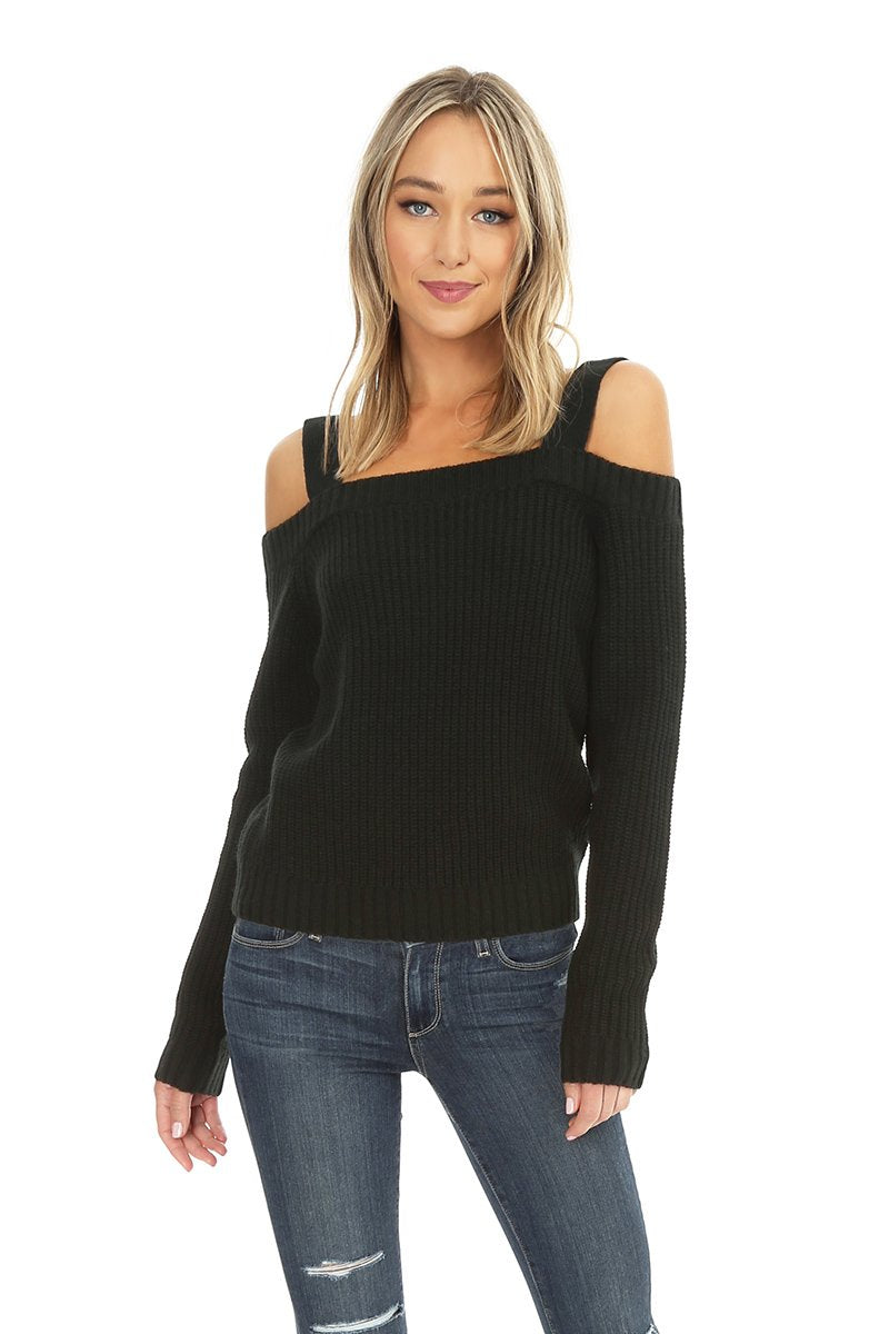 Black Cold Shoulder Sweater at the Maria Vincent Boutique