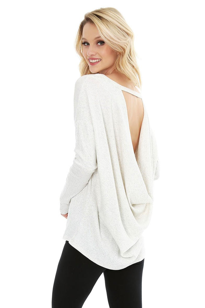 Oatmeal Cowl Back Top at the Maria Vincent Boutique