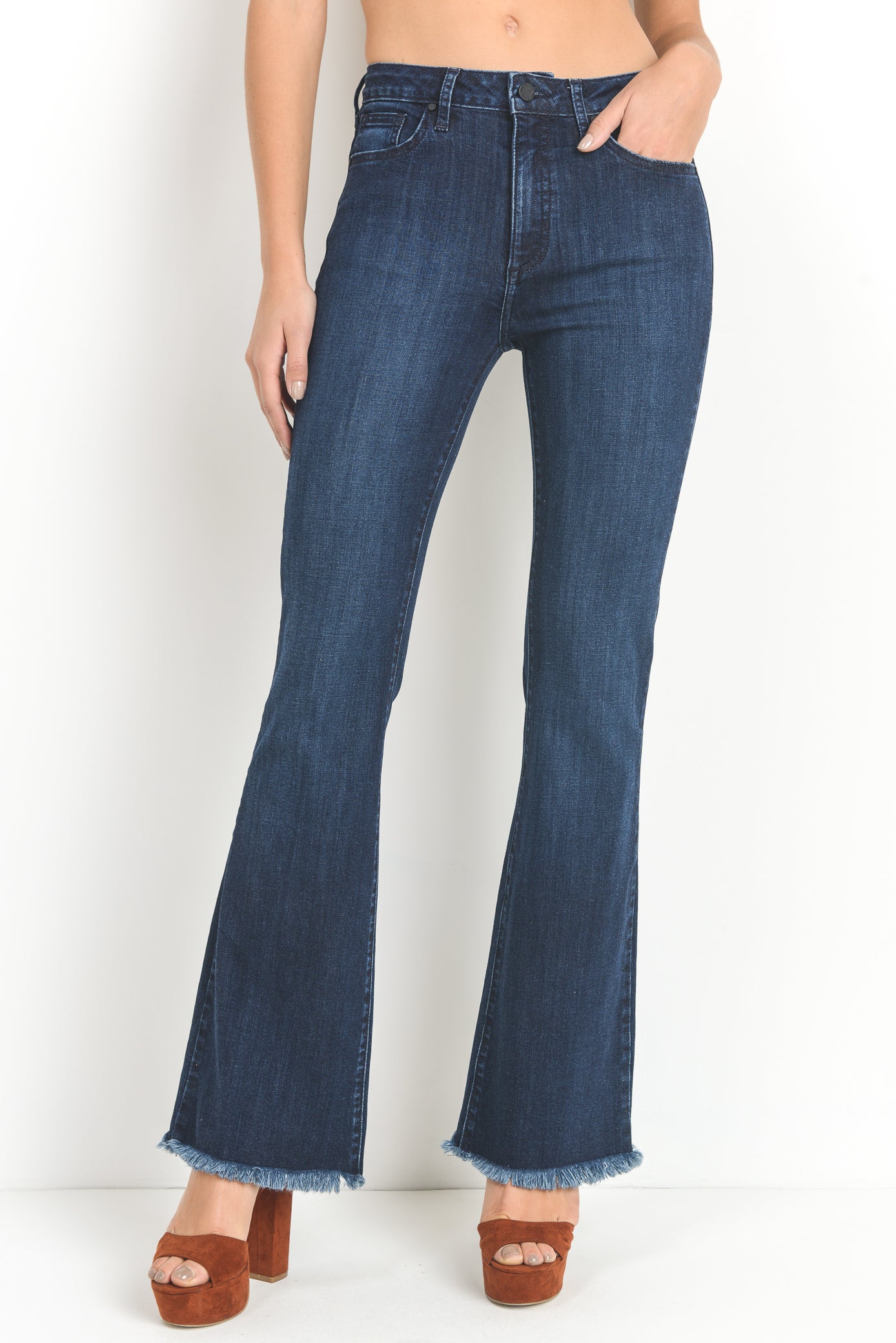 frayed flare jeans