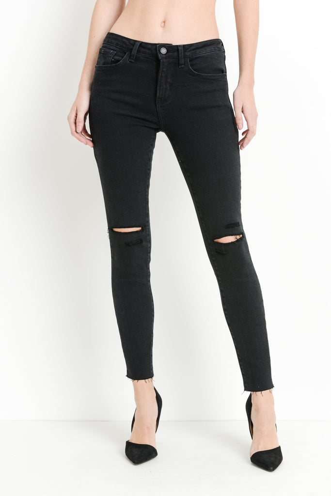 Black Skinny Jeans with Multi Slits at the Maria Vincent Boutique