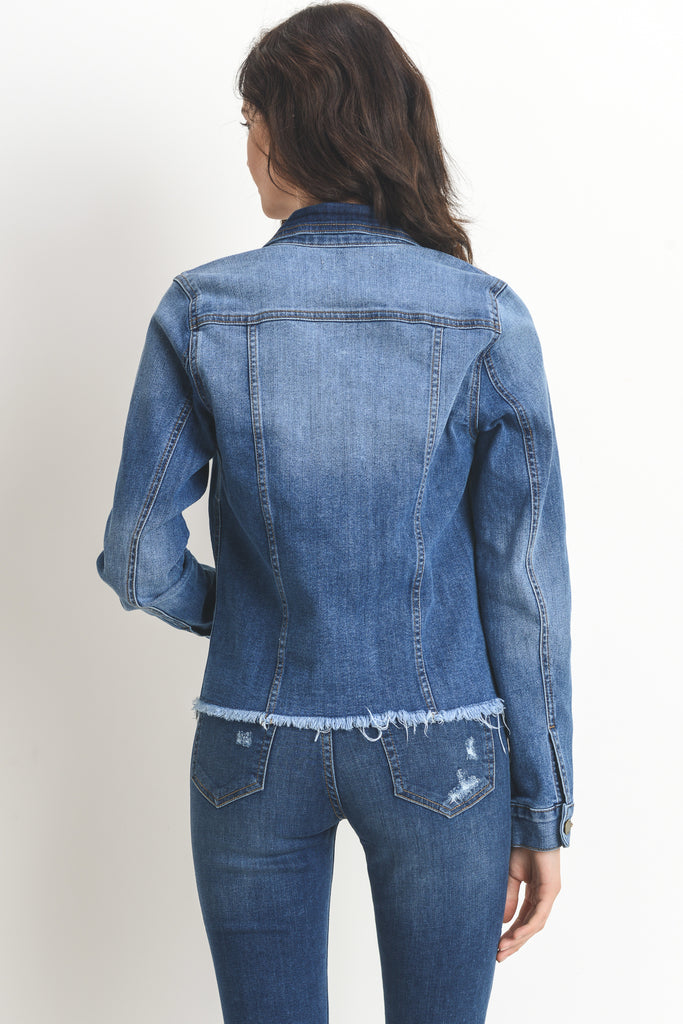 Frayed Hem Denim Jacket – Maria Vincent Boutique