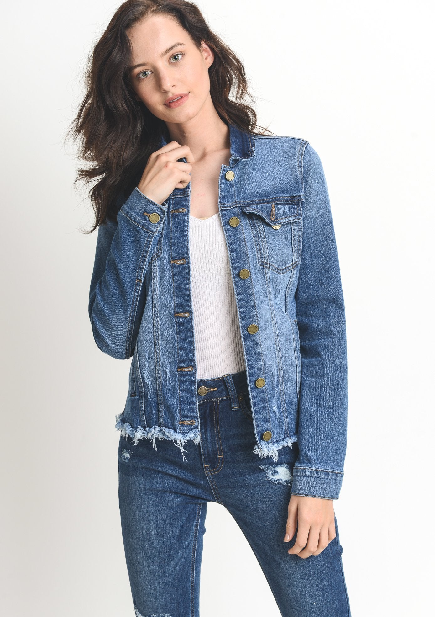 Frayed Hem Denim Jacket – Maria Vincent Boutique