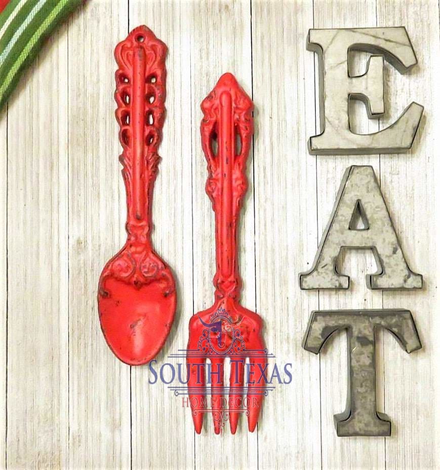 South Texas Home Decor Kitchen Decor Fork And Spoon Eat Kitchen Wall Signs Home Wall Decor Rustic