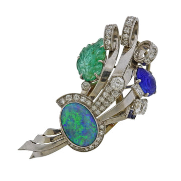 Emerald Diamond Platinum Gold Brooch Pin – Select Antique Jewelry