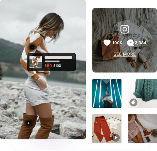 VIBE lets you customize shoppable Instagram feeds with tagged products, creating a unique and eye-catching shopping experience.