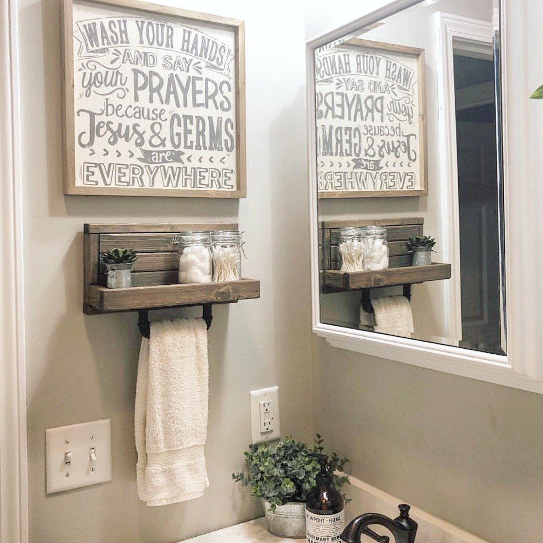 bathroom towel bar and shelf