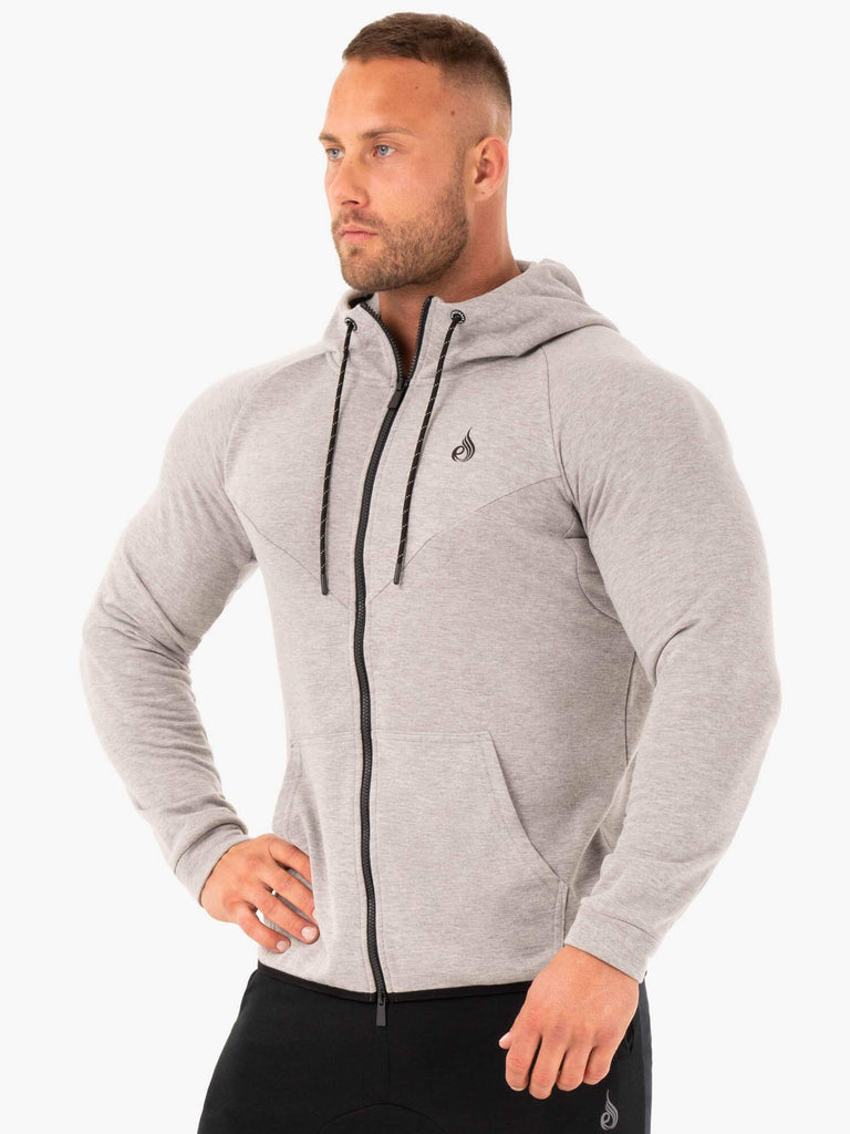 Athletic Zip Up Hoodie Jacket - Grey Marl - Ryderwear