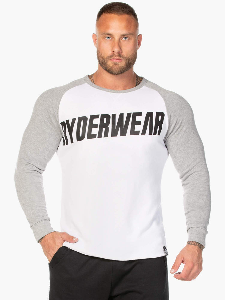 Block Crew Neck Sweater - White/Black Clothing Ryderwear 