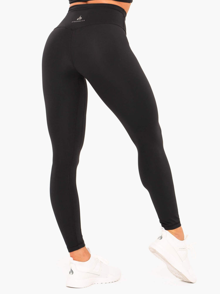 NKD High Waisted Leggings - Black - Ryderwear