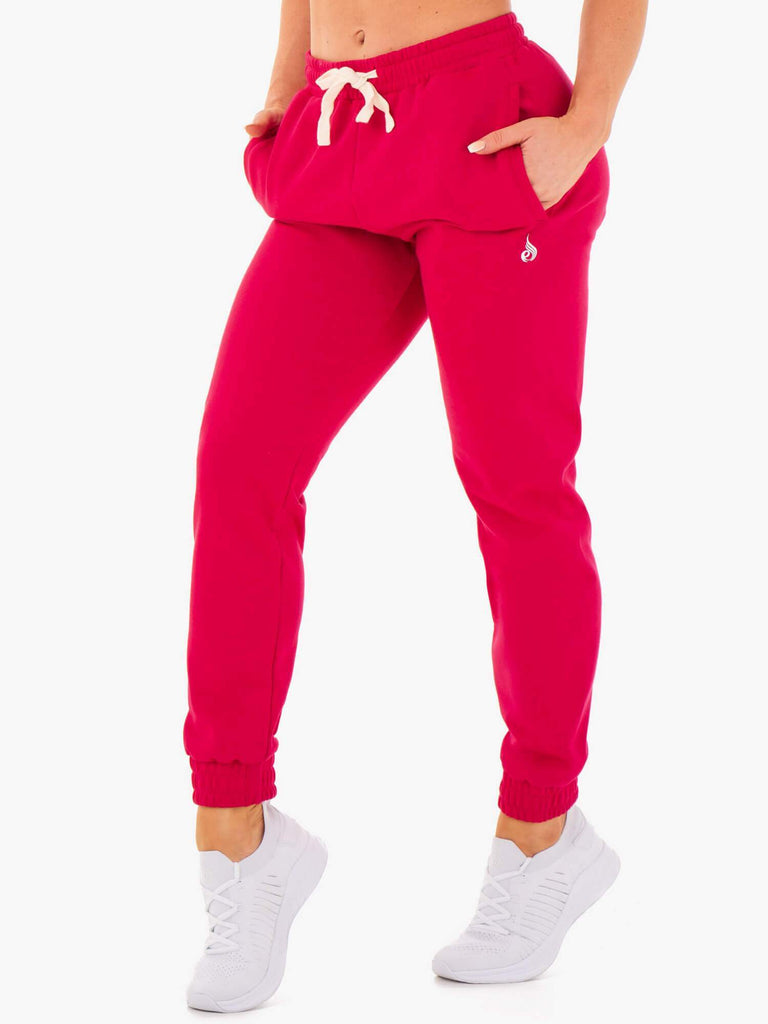 Block High Waisted Track Pants - Cherry Red - Ryderwear
