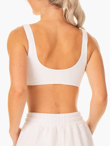 Unstoppable One Shoulder Sports Bra - White - Ryderwear