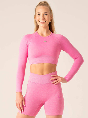 Focus Seamless Sports Bra, Hot Pink Marl