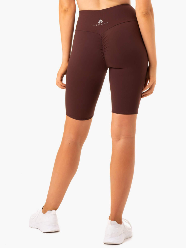 Staples Scrunch Bum Bike Shorts - Chocolate - Ryderwear