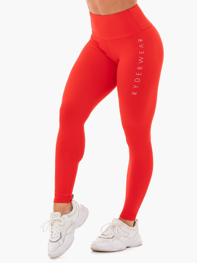 Staples Scrunch Bum Leggings - Red - Ryderwear