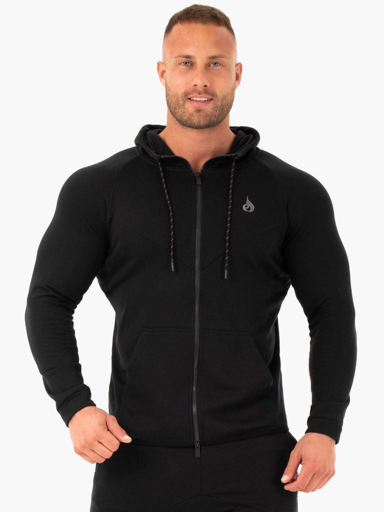 Athletic Zip Up Hoodie Jacket - Black - Ryderwear