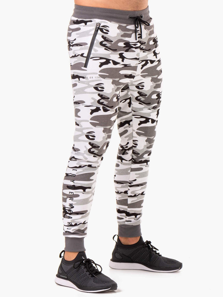 Camo Tech Fleece Track Pants - Snow Camo - Ryderwear