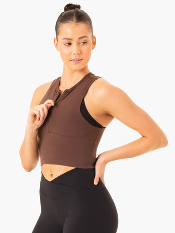 Flow Square Neck Sports Bra - Chocolate - Ryderwear