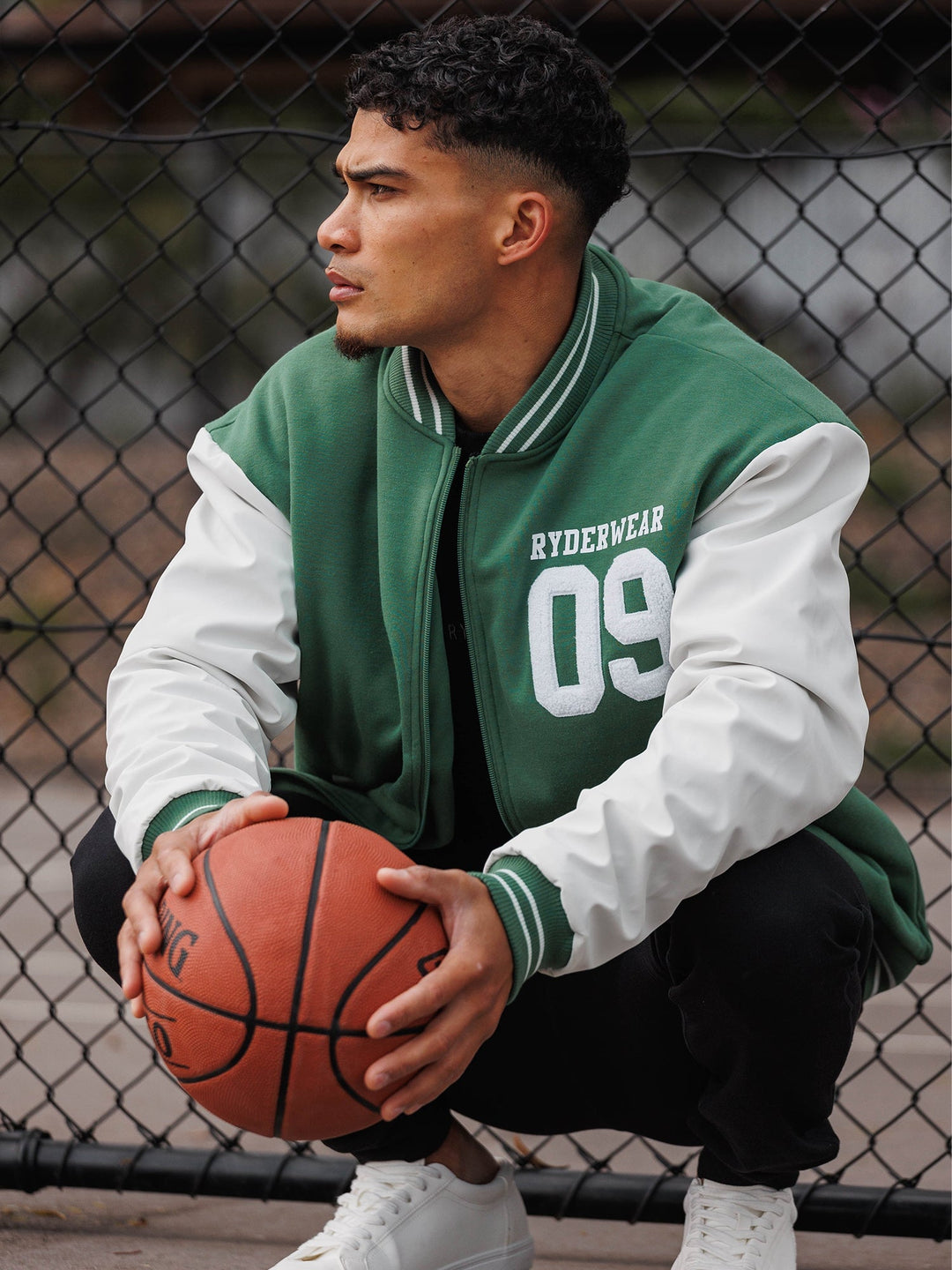 Varsity Bomber Jacket - Green/Vanilla - Ryderwear