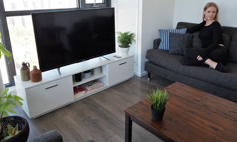 Classic contemporary Living Room with Roskilde TV cabinet and plants