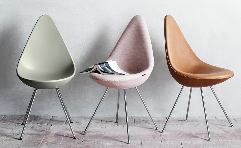 Drop chairs, fully upholstered by Arne Jacobsen