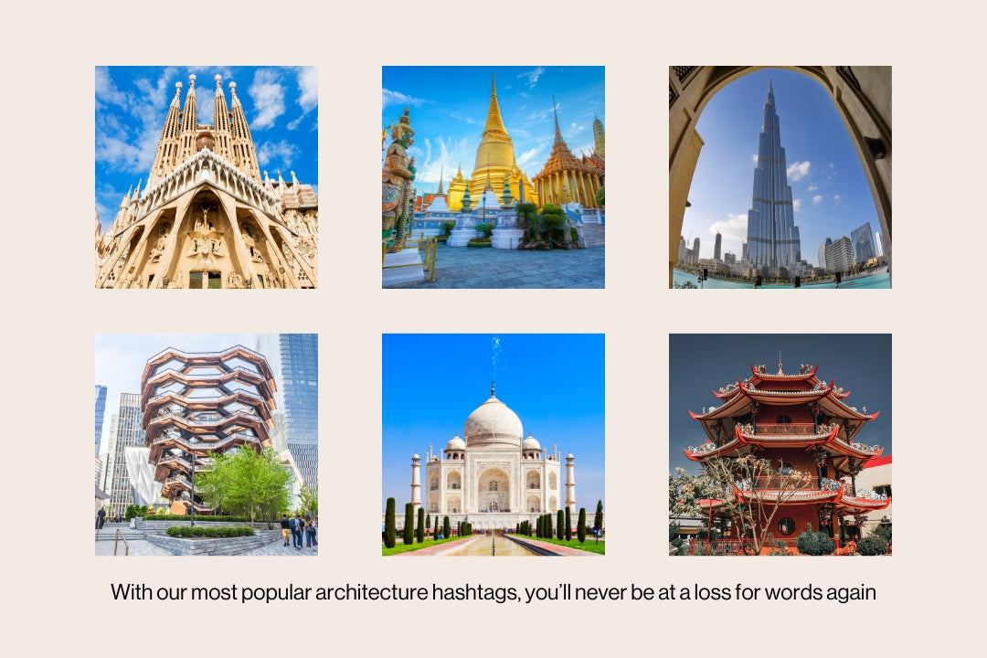 architecture hashtags for travelling collage